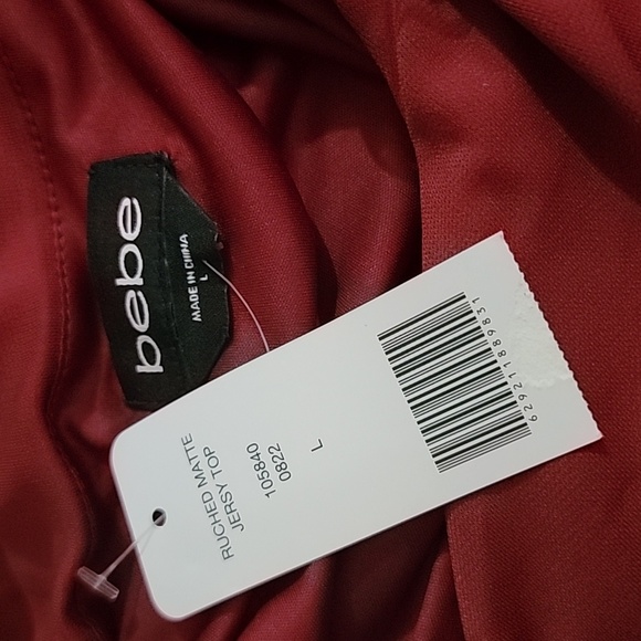 NWT Bebe Ruched Matte Jersey Top sexy, flirty, halter size L dark red, maroon - Picture 5 of 5